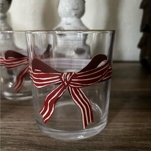 Target Glass Tumblers with Red Ribbon Design Threshold Like New Set of 4